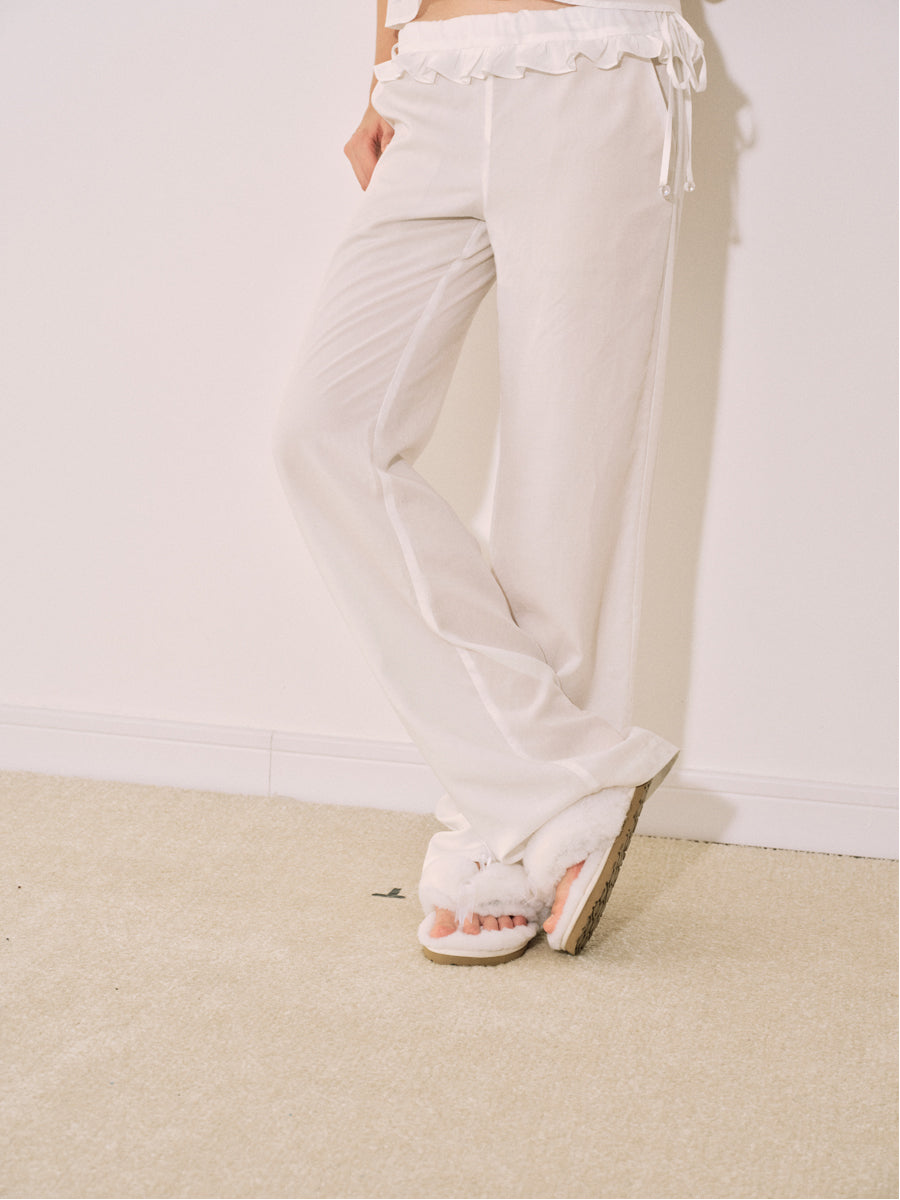 White Floundered Pants