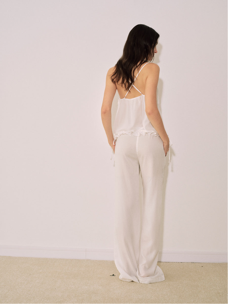 White Floundered Pants