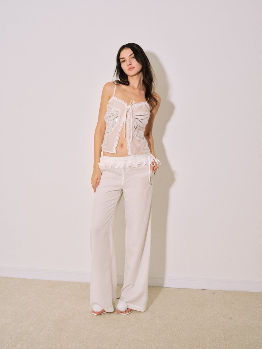 White Floundered Pants
