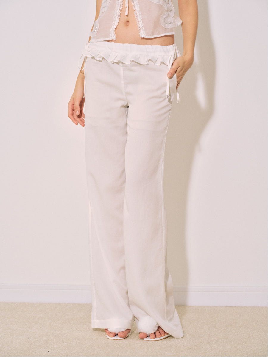 White Floundered Pants