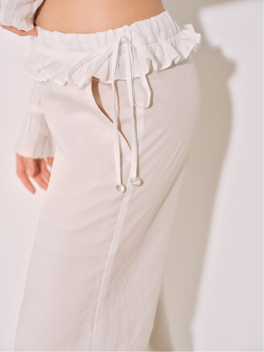 White Floundered Pants