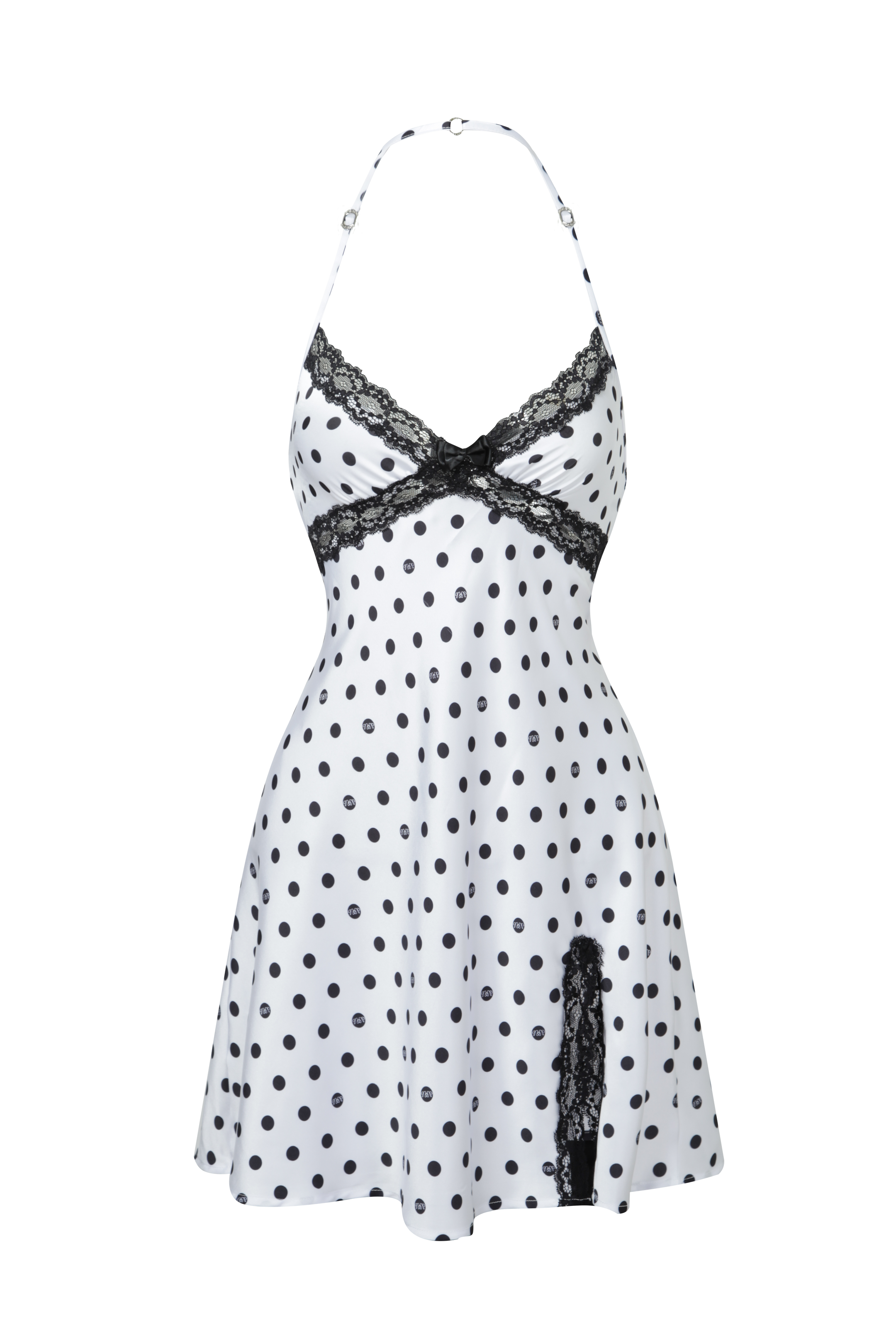 Polka dot bowknot lace nightdress