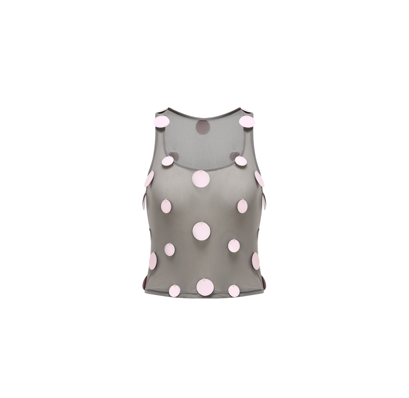 Grey mesh pink sequined vest