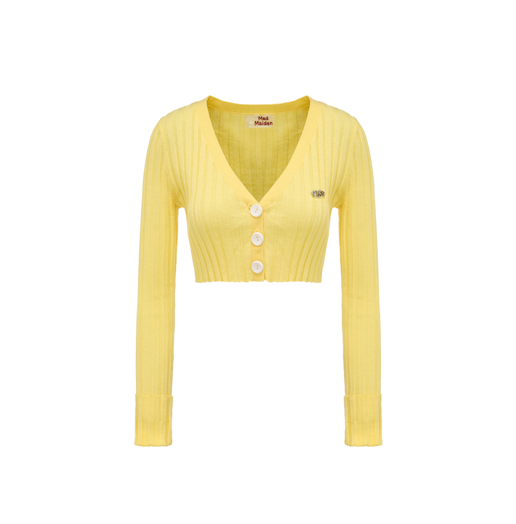 Yellow knitted cardigan