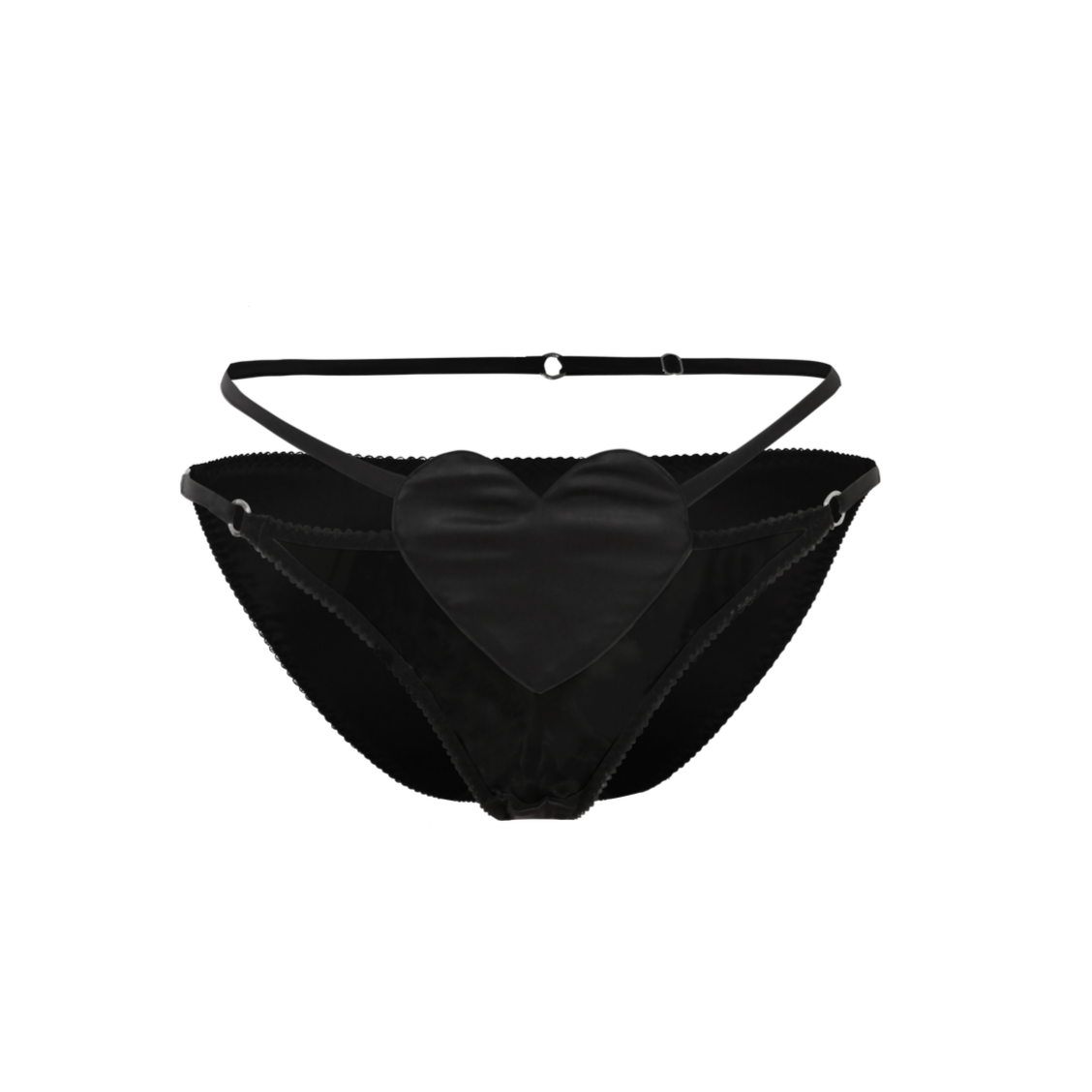Black satin cross heart