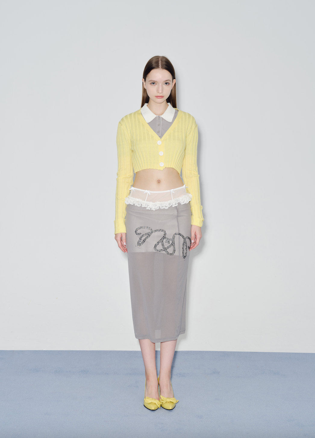 Yellow knitted cardigan