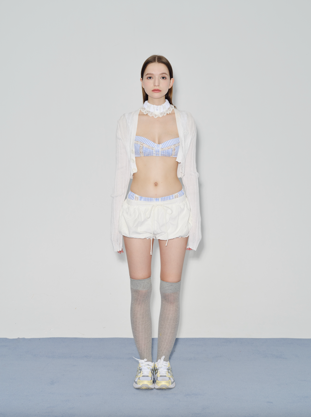 White knitted cardigan