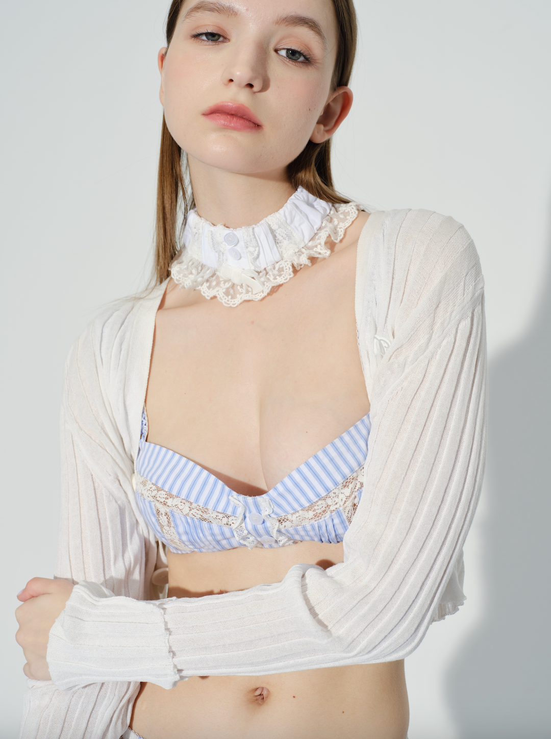 White knitted cardigan