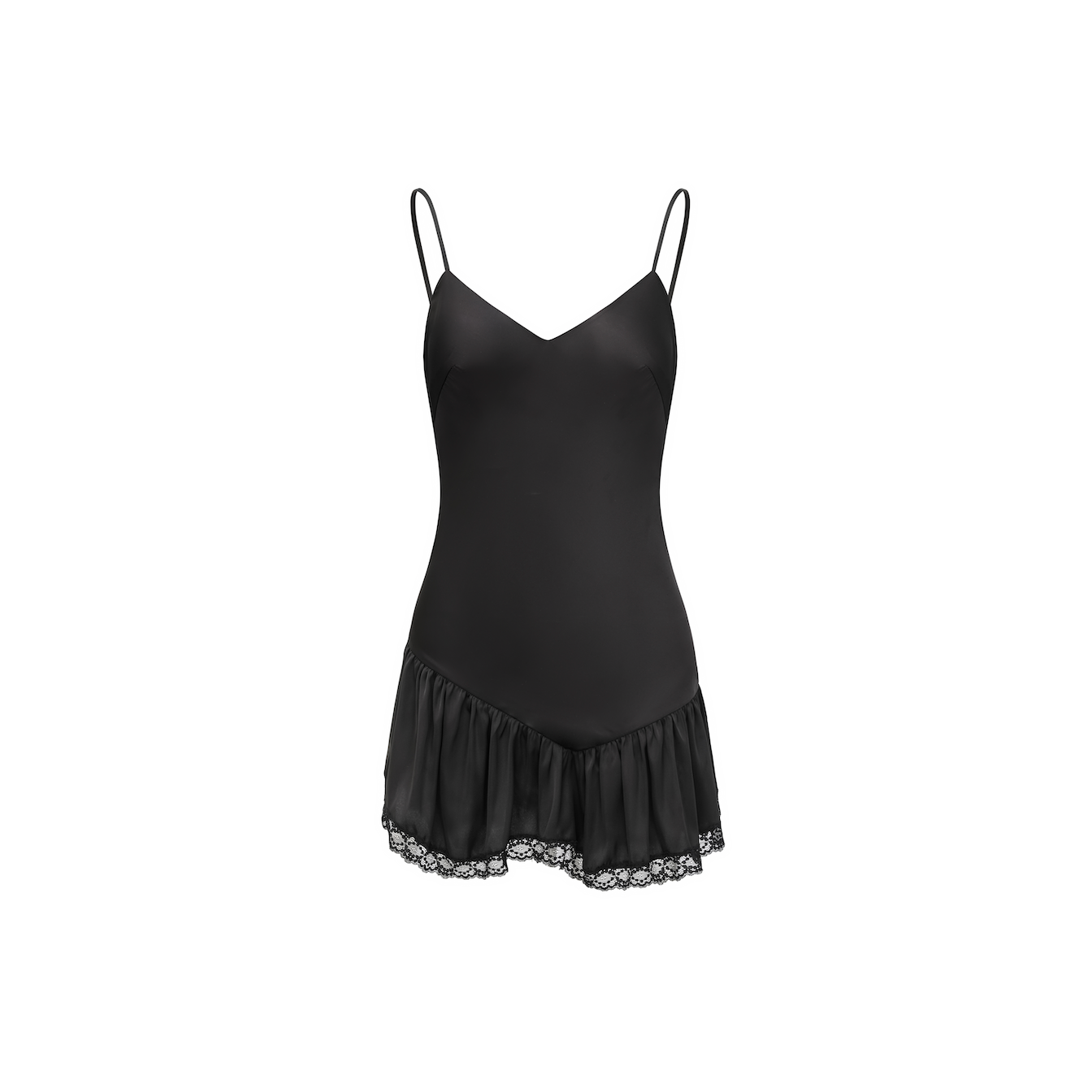Black Silk Irregular Pattern Nightdress